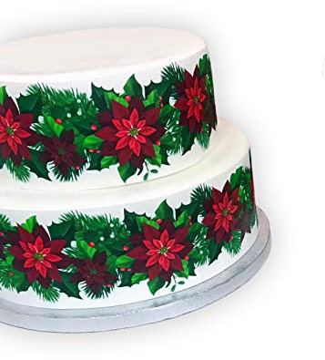 Top That Essbares Deko-Band, Weihnachtsstern, Rot – Perfekt für größere Kuchen – einfach zu verwenden