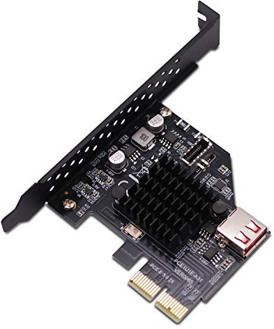 EZDIY-FAB Carte D'extension Frontale USB3.1 Gen2 Type-E 20 Broches 10 Gbit/s Adaptateur USB 2.0 PCI Express 3.0 X2 pour PC de Bureau (ASM3142)