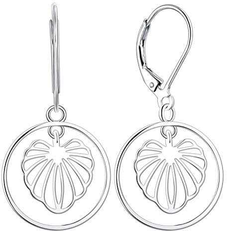 Starnny Monstera Damen Ohrringe Silber 925 Monstera Blatt Baumeln Creolen weiß Geschenk für Frauen