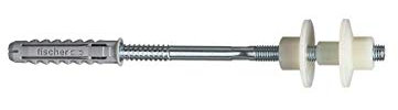 Fischer WD 230 X Fissaggio per Lavabi a Semincasso e Sanitari a Parete, include 2 tasselli SX 14, 2 dadi in nylon BU M 10, 2 viti doppio filetto M 10 x 230, 2 boccole,538948, Grigio