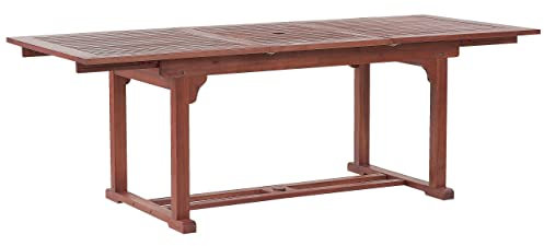 Beliani Praktischer rechteckiger Gartentisch aus Holz ausziehbar Dunkelbraun Toscana