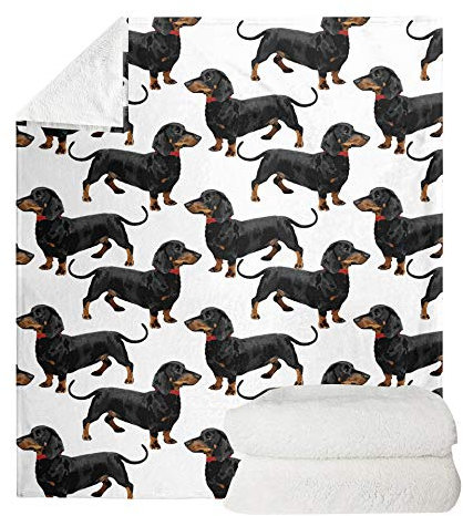 UOIMAG Warme Fleece-Überwurfdecke mit süßem Dackel, Flanell-Decke, Kinderbett-Überwurf für Haustiere, warme Decken (70 x 100 cm)