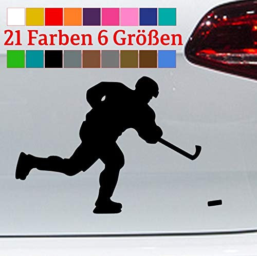 generisch Eishockeyspieler mit Puck Silhouette Aufkleber Sticker Vinyl Schlittschuh in 6 Größen und 21 Farben