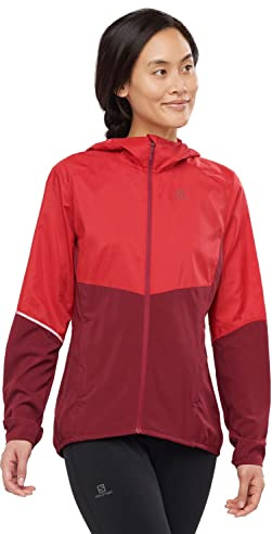 Salomon AGILE FZ HOODIE W Veste coupe-vent pour femme avec traitement DWR et 2 poches zippées pour la Course à pied/Running