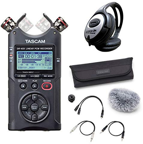 Tascam DR-40X Stereo Audio-Recorder + AK-DR11CMKII Zubehör Set + keepdrum Kopfhörer