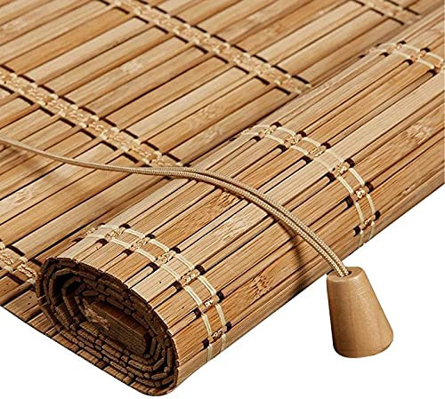 Roller blind Retro Bamboo Blinds,Natural Wood Window Shades Blinds,Bamboo Light Filtering Custom Roman Shades,Anti-UV Dustproof Decorative Curtain,for Indoor/Outdoor/Garden (130x140cm/51x55in)