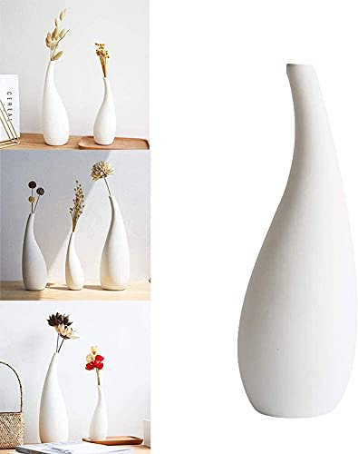 Koomuao Vases à Fleurs en Céramique Blanc Vase Décoratif Style Nordique Vase pour Fleurs Séchées pour Maison, Fête, Centre de Table de Mariage (Petit)