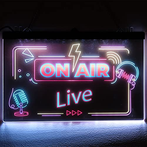 Cartel luminoso LED On Air – Panel decorativo para colgar para estudio, streaming, bar – Alimentación por USB – Diseño moderno (montaje en pared)