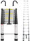 6.2M/20.5FT Telescopic Ladder Aluminum Folding Ladder with Detachable Hooks Attic Ladder Collapsible Ladder Easy to Retract for Home Use Business Roof RV Outdoor Activities EN131 CE Standards (Sliver)
