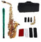 Btuty Saxophon Sax Eb Alt E Flaches Messing geschnitztes Muster auf Oberfläche Kunststoff Mundstück Exquisit mit Handschuhen Reinigungstuch Bürstenriemen