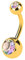 Piercingfaktor Bauchnabelpiercing Chirurgenstahl Bauch Bauchnabel Piercing Banane Stecker Anhänger mit Doppel Kristall Gold Rainbow 5mm x 8mm