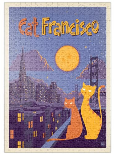 MyPuzzle Cat-Francisco, Vintage Poster - Premium 500 Teile Puzzle - MyPuzzle Sonderkollektion von Anderson Design Group