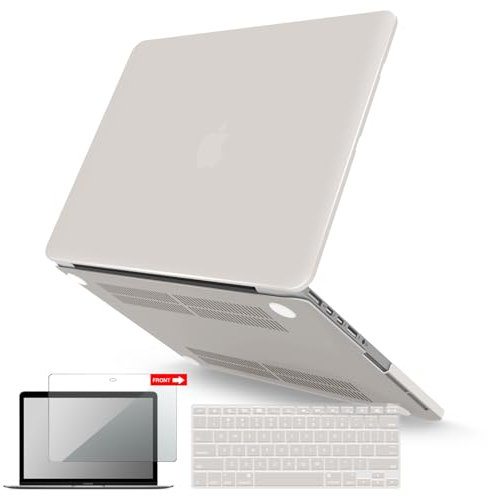 IBENZER Compatible with MacBook Pro 13 Inch Case 2015 2014 2013 end 2012 A1502 A1425, Hard Shell Case & Keyboard Cover & Screen Protector for Old Version Apple Mac Retina 13, Rocky Gray, R13RKGY+2