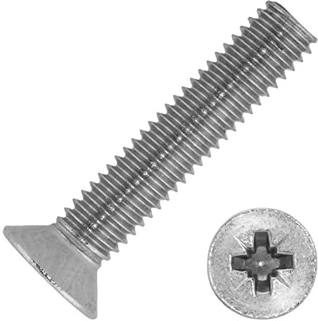 Techtanium® Senkkopfschrauben M4 x 10 mm mit Kreuzschlitz (Z) aus Edelstahl A2 (50 Stück) | Senkschrauben | DIN 965