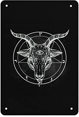 30 x 20 cm, Pentagramm mit Dämonen-Baphomet, Satanisches Ziegen-Blechschild, Vintage-Poster, Metallbild, Eisen-Schilder für Zuhause, Wand, Bar, Dekoration