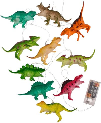 MIJOMA Bunte LED Lichterkette mit Timer und Langer Lebensdauer, Batteriebetrieben für Stimmungsvolle Atmosphäre zu Hause, 10 LED, 1.60m (Dinosaurier)