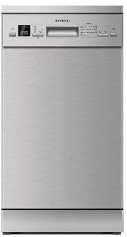 Infiniton Lavavajillas DIW-A45I de Ancho 45 cm, E, Inox, 10 Servicios, 7 Programas, 47 dB, Inox, Control electrónico por pantalla LED