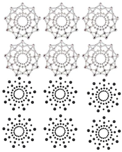 Cache-tétons, 6 Paires de Cache-tétons en Strass Autocollants de Poitrine, Cache-tétons à Paillettes Auto-adhésifs réutilisables pour Femmes, Accessoire de Lingerie de Jeu de rôle
