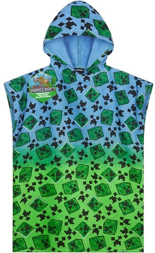 Minecraft Badetuch Kinder Kapuzenhandtuch Kinder Teenager Saugfähiger Creeper Badeponcho Mädchen Jungen für Strand Pool Schwimmen Gamer Geschenk (Multi, 10-13 Jahre)