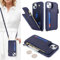 SailorTech Handyhülle für iPhone 15 Etui mit Kartenfach, iPhone 15 Hülle mit Verstellbarer Halskette, iPhone 15 Handytasche mit Reißverschluss Geldbörse - Blau