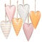 Logbuch-Verlag 6 Bunte Ostern Herzen mit Schnur zum Aufhängen Herz Anhänger Geburtstag Sommer Deko rosa orange weiß 11 cm