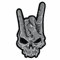 Spaß Kostet Aufnäher Aufbügler Patch Metal Hand Heavy Totenkopf Dark Hell Motiv Handzeichen