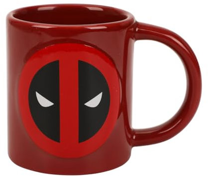 Bioworld Deadpool Costume & Logo - Tazza in ceramica rossa e nera, 470 ml