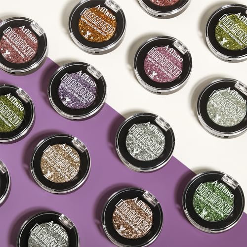 Afflano Braun Glitzer Lidschatten Ein-Wisch Abdeckung, Funkelnde Nude Glitzer Eyeshadow Palette Einzeln, Pigmentierte Neutral Metallisch Lidschatten für Mädchen Frauen Kühnen Augenaufschlag
