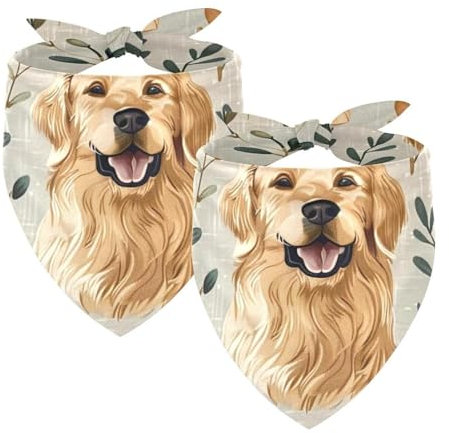 Hundehalstücher mit Golden Retriever-Aufdruck, waschbar, Dreieck-Lätzchen, Halstuch für kleine, mittelgroße und große Hunde, Katzen, Haustiere, 2 Stück