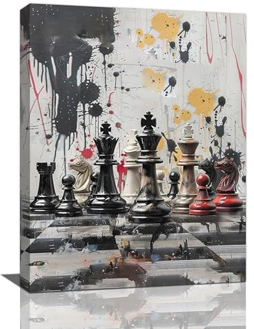 Schach-Wandkunst, Intelligenz-Spielzimmer, Bilder, Wanddekoration, Graffiti, Schach, Herausforderung, Leinwand, Gemälde, Druck, Zuhause, moderne Kunstwerke, Dekorationen, gerahmt für Badezimmer,
