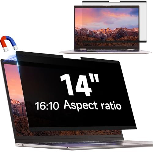 IPROKKO Magnetischer Laptop Sichtschutzfolie 14 Zoll 16:10, Abnehmbarer Sichtschutz Anti Blaulicht Blendschutz Blickschutzfolie Displayschutz Blickschutzfilter für Hp/Dell/Acer/Lenovo/ThinkPad/Asus