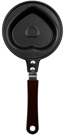 Ieron Black Stainless Steel 12cm Mini Frying Pan Perfect for Frying Eggs, Portable Poached Egg Household Small Kitchen Cooker (Heart)