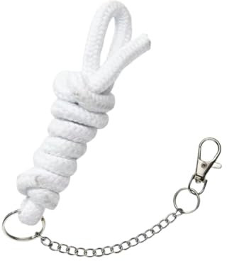 Panduro Hobby Horse Pferdeleine mit Haken und Kette, Zubehör für Steckenpferd und Hobbypferde, Anbindeseil in verschiedenen stilvollen Designs mit Karabinerhaken – Weiß