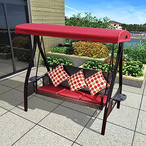 RajoNN Schaukelstuhl für den Garten im Freien, Schaukelstuhl für die Veranda im Innenhof, Schaukelstuhl mit Baldachin, Schaukelstuhl aus Schmiedeeisen für DREI Personen, geeignet für den Balkon,