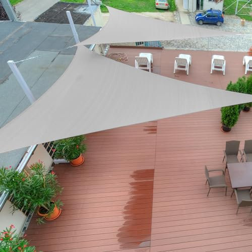Toldo triangular de 2 x 2 x 2 m, con cuerdas de fijación, protección solar, transpirable, HDPE, toldo triangular para jardín, balcón, terraza, camping (antracita