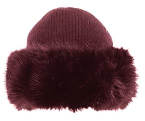 QUEEN HELENA Cappello Invernale con Pelo Berretto con Pelliccia Morbido Donna CP07 (IT, Testo, Taglia Unica, Bordeaux)