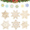EOAMGO Weihnachten Holz Schneeflocken, 30 Stück Weihnachtsbaum Deko Holzanhänger Weihnachten mit Seil und Holzperlen, 6 Verschiedene Muster Christmas Ornaments für DIY Basteln