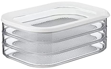 Micvtve 1.6L with 3 Tier Meat Pieces Storage Box Airtight Lid Dishwasher Safe 3Layer Crisper