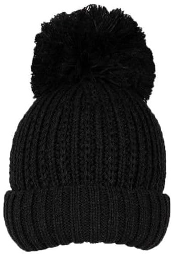 Dents Womens Ribbed Knit Bobble Hat - Black