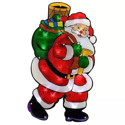 Double-Sided Christmas Window Silhouette Lights Decorations 20 LED Battery & USB Powered, 45x25cm Indoor/Outdoor Festive Display (20LED Santa Claus)