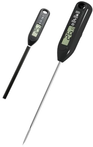 Meat Thermometer Probe, Instant Read Food Thermometer with Probe Tip Cover Accurate Digital Cooking Thermometers with Backlight Screen for Kitchen Cooking Water BBQ Milk Air Fryers (Black)