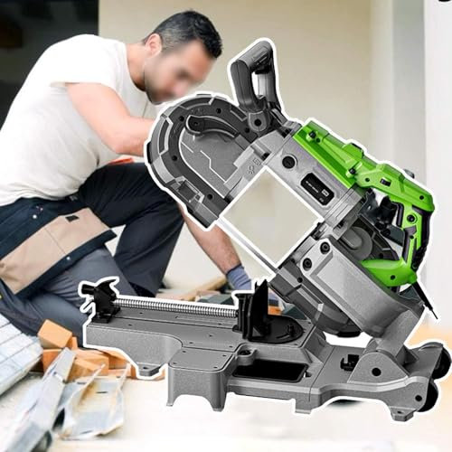 Scie à Ruban MéTallique Avec Projecteur Led,1100w Scie à Ruban Filaire Avec Base Amovible En Acier Allié,Scie à Ruban Portative-Double Interrupteur,Vitesse 0,7-2,4 M/s,Pour MéTal Bois,Green