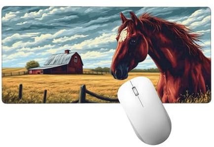 Tapis de Souris Cheval Tapis de Souris XXL 1400 x 600 mm, Grand sous Main Bureau Gaming avec Bords Surpiqués et Dos Antidérapant, Animal Mouse Pad Gamer pour Clavier et Souris, Cadeaux Hommes H-799