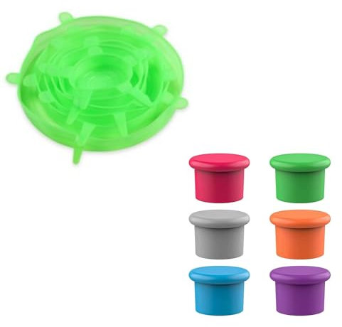 YAPGENESIS 12PCS Silicone Stretch Lids & Bottle Stoppers, Reusable Food Covers, Leakproof, Flexible, Durable, Fits Various Bowls, Containers & Bottles, Microwave & Freezer Safe (green)