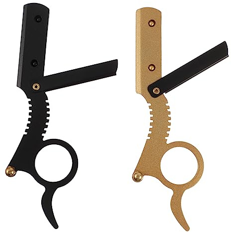 2 Stück Edelstahl Rasiermesser für Herren, Fingerrasierer | Bartschneider für Stylisten und Professionelle Friseure, Sicher für Augenbrauen, Ausgewogenes Handling