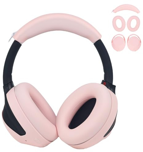 Adhiper 3-in-1 Silicone Sweat Earpad Covers for Sony WH-1000XM4 WH-1000XM3 Headphones, XM4 Covers Accessories with Washable Silicone Ear Pads Covers & Headband Cover & Ear Cups Covers - Pink