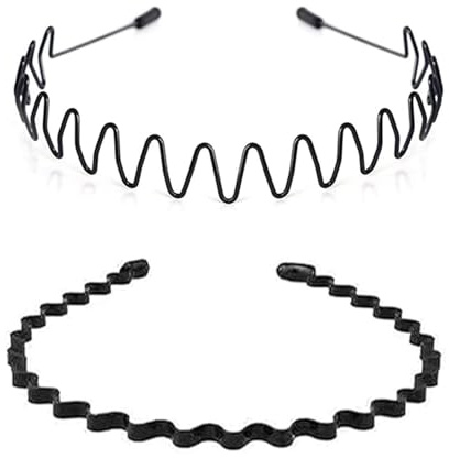 KELUBATU 2pcs Metal Hair Band Non-Slip Sports Outdoor Set