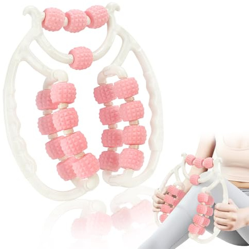 Massageroller Beine, Muskeltherapie-Massagestab, 20 Räder Anti-Cellulite Massagegerät & Lymphdrainage, Cellulite Roller, Massagegerät Massageroller für Beine, Oberschenkel, Gesäß und Arme(Rosa 20)