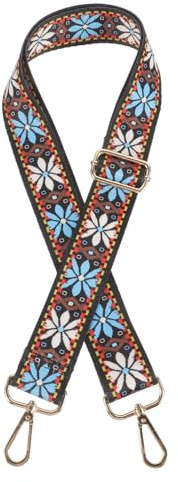 STOBAZA Adjustable Vintage Pattern Banjo Strap Musical Instrument Belt for Banjos Mandolins and Bags with Gold Hooks Replacement Shoulder Strap