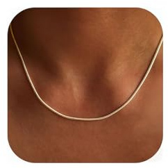 Aosyoisk Schlange Halskette Damen Gold Ketten für Damen, 18K Vergoldete Kette Goldkette Schmuck Geschenk (50, Zentimeter)